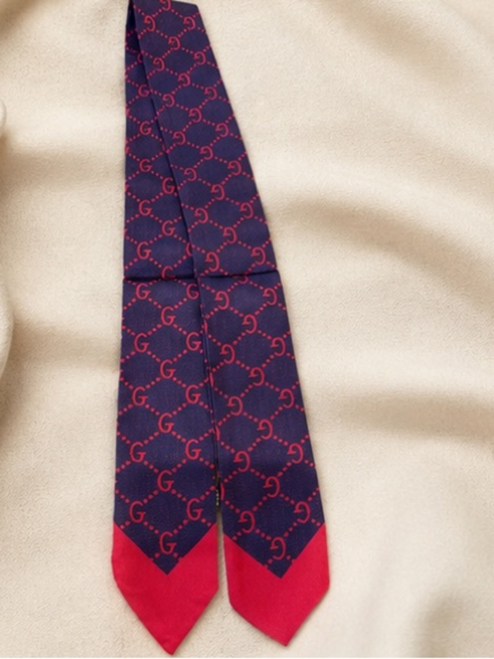 Red & Navy Monogram Twilly Scarf Designer Inspired